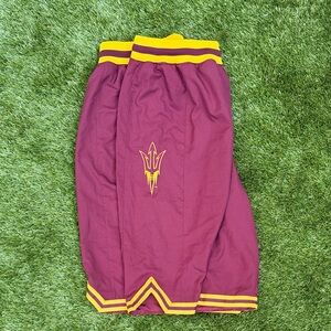 Vintage Nike Arizona State Men's Athletic Shorts in Maroon and Yellow